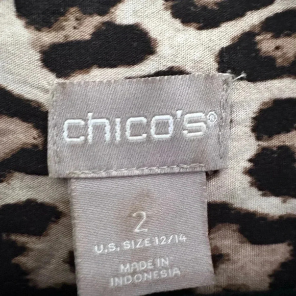 Chico’s leopard print button down long sleeve blouse size 2 12/14 - Picture 11 of 12